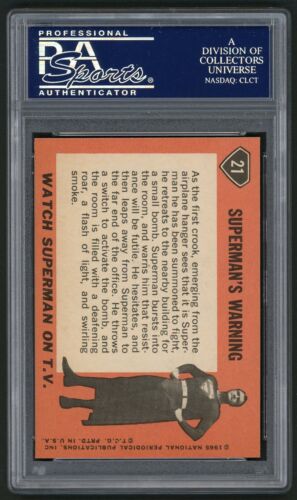 1966 Topps Superman Card #21 Superman's Warning PSA 8 - Imagen 2 de 3