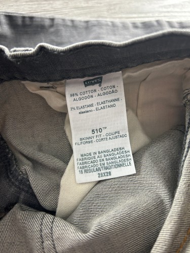 LEVIS 510 Jeans Kids SIZE 16 REG 28X28 Gray Skinny Leg Cotton Blend - Picture 9 of 9