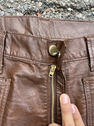 Vintage 70s Lee bell bottom leather faux pants - Picture 3 of 10