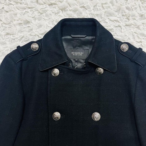 Burberry Black Label Napoleon Jacket P-Coat Wool Size M Black Used - Picture 2 of 16