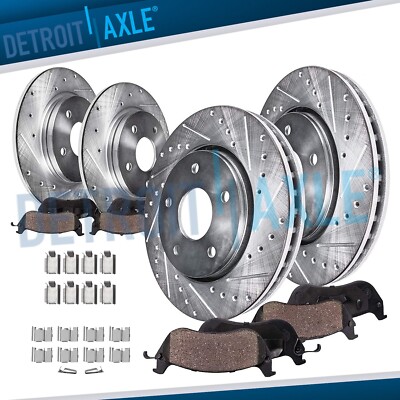 Front Rear Drilled Rotor Brake Pad for 2011 2012 2013 2014 Ford Edge Lincoln MKX