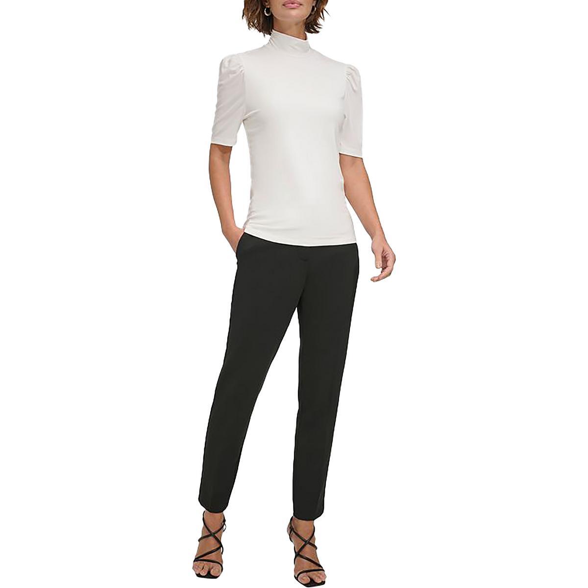 Женская блузка с пышными рукавами и имитацией шеи цвета слоновой кости DKNY, L BHFO 3704