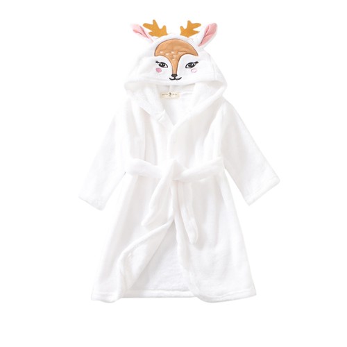 Boys Girls Cartoon Bathrobes Hooded Warm Flannel Night-Robe Cute Soft Sleepwear - Picture 6 of 19