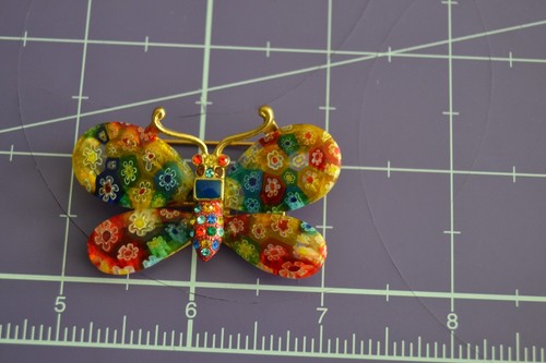 RARA spilla vintage Sweet Romance USA Murano FARFALLA fiore 2" con x 1" h tono oro - Foto 2 di 4