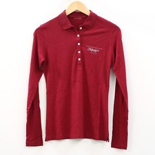 Napapijri Polo Shimmer Shirt Blouse Top Maroon Collared Neck Cotton S 256229
