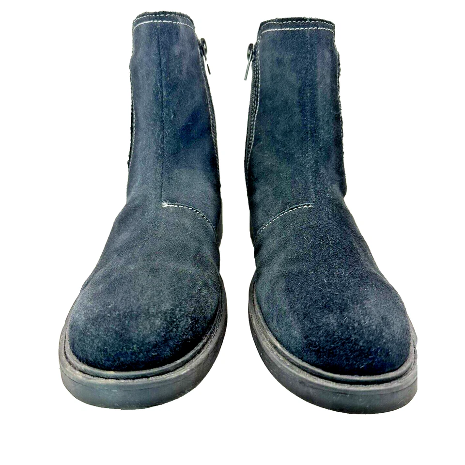 Botas de tornozelo femininas CLARKS 9 botas de couro camurça preta boho hippie inverno - Imagem 4 de 4