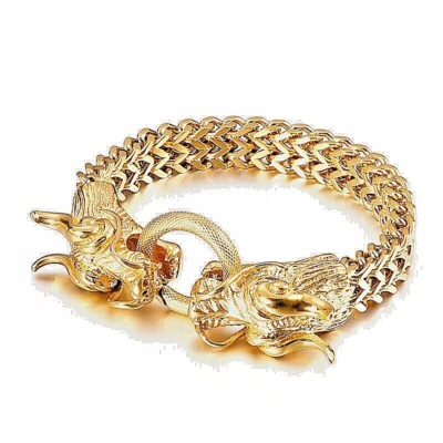 Gold DRAGON Bracelet | Men's Bracelet | Men's Double Dragon