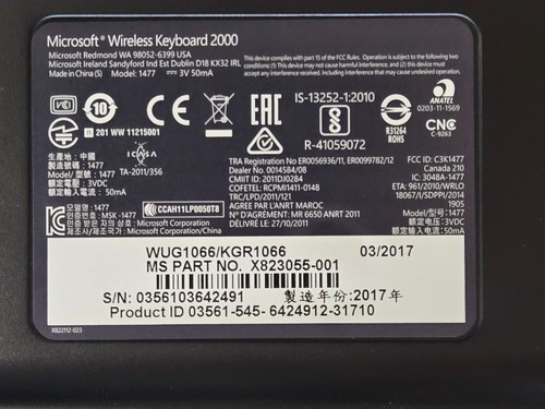 Microsoft 2000 Wireless Combo mit USB Dongle Empfänger schwarz Model 1477 - Bild 5 von 10