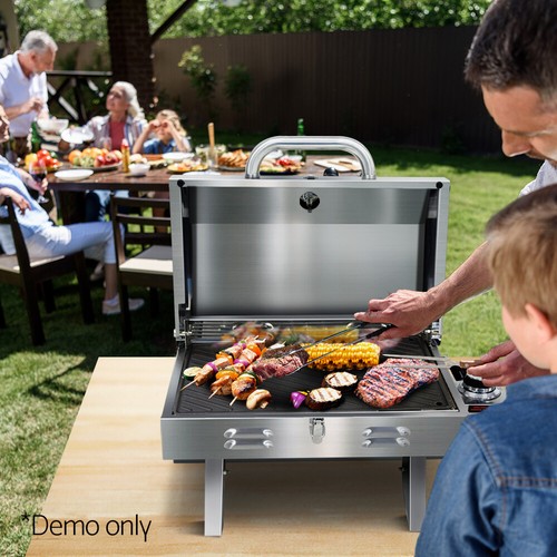 Grillz Portable Gas BBQ Heater Stainless Steel Outdoor LPG Grill Caravan Cooking - Picture 26 of 33
