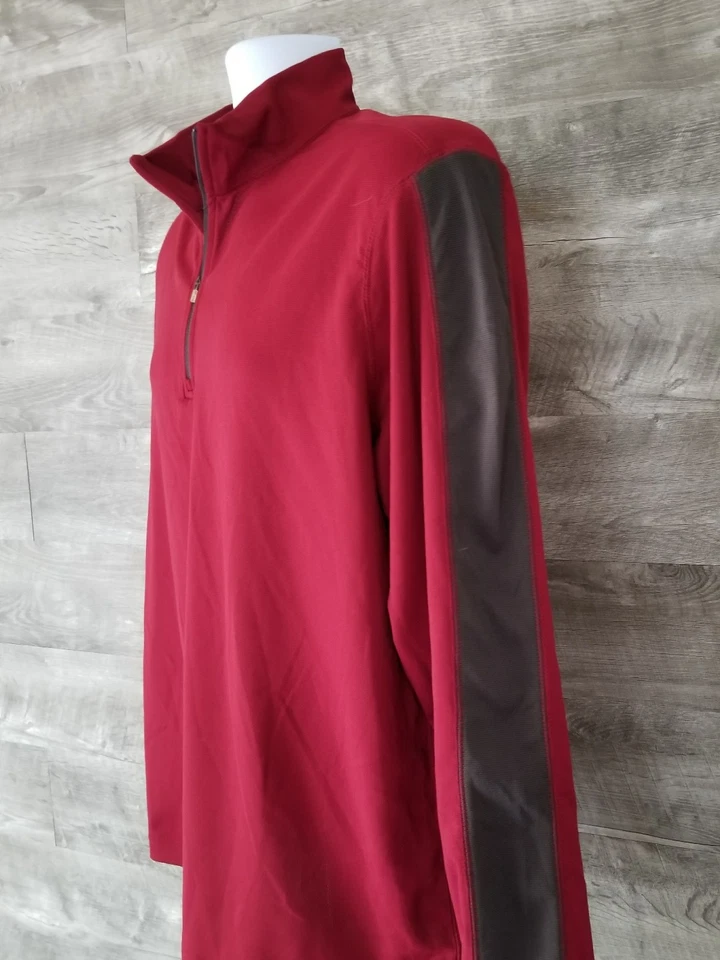 Alpine Design Mens Red Long Sleeve  Zip Pullover Shirt Sz Large  - Image 3 of 4