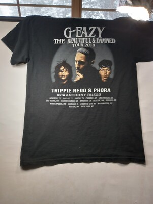 Men G Easy Summer Tour Short Sleeve Crew Neck T Shirt Size Medium Solid Blac H28