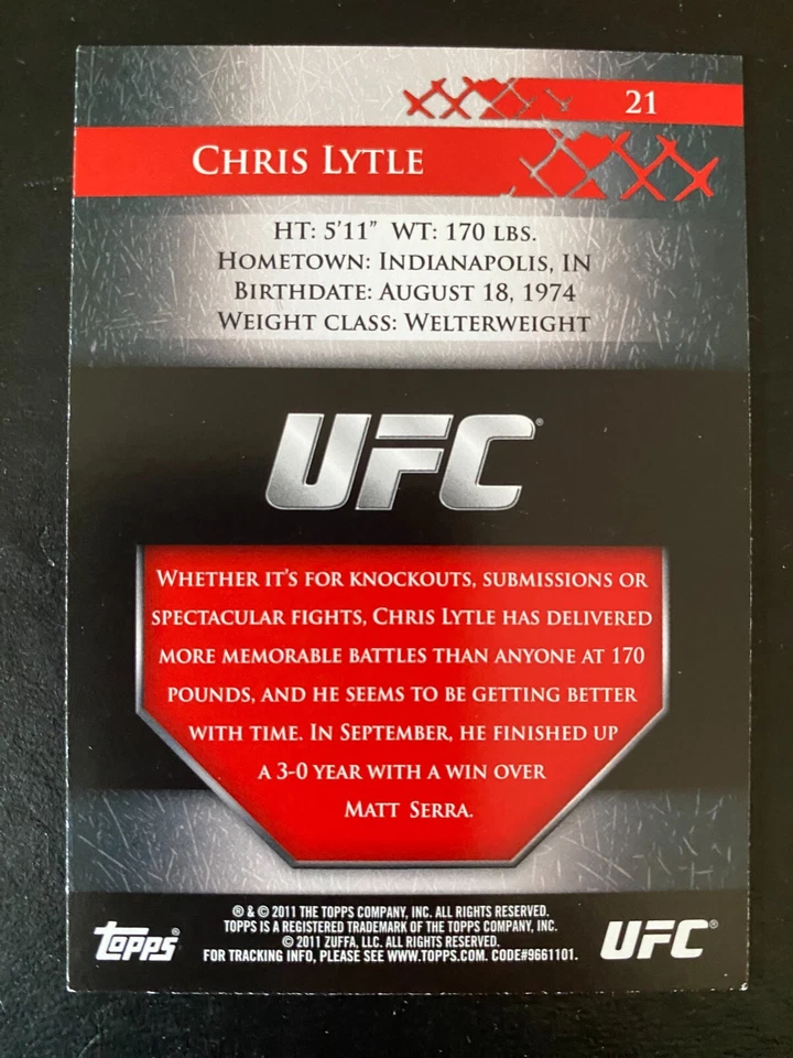 Chris LYTLE Topps 2011 UFC Title shot Welterweight #21 - Image 2 of 2