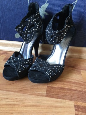 Catwalk deichmann high heels Strass Nieten 37 neu schwarz Pumps