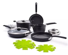 GreenPan Levels Stackable Hard Anodized 11 Piece Cookware Set New