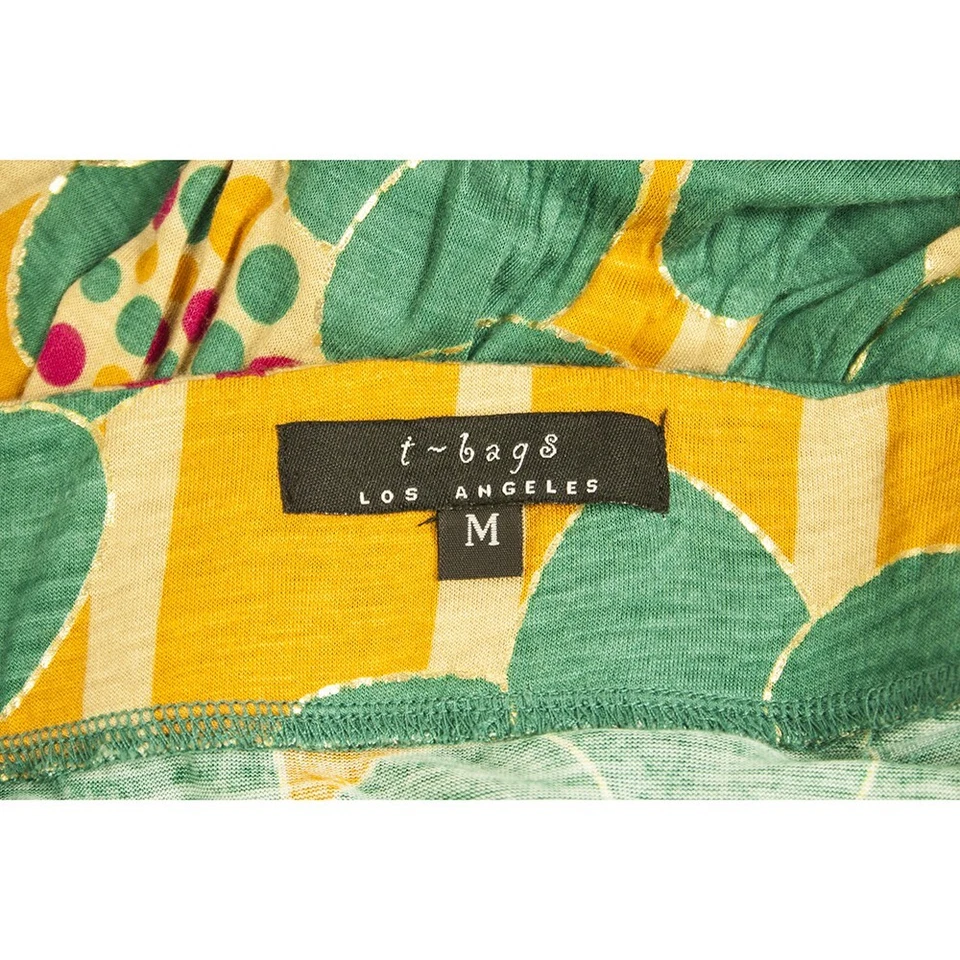 Maxi Vestido T-Bags Los Angeles Floral Amarillo Teal Jersey Espalda Abierta Talla M Foto 3 de 4