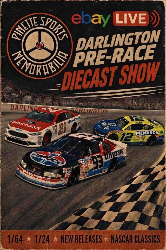 Darlington Pre-Race Nascar Diecast Show!  1/64 and 1/24 Nascar and Dirt Car
