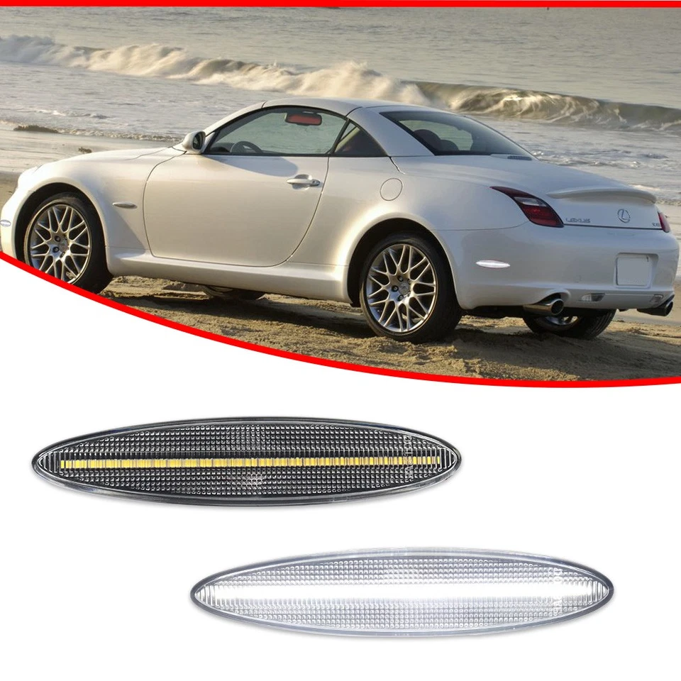 For Lexus SC430 2002-2010 Clear White LED Front / Rear Side Marker Signal Lights - Image 2 of 4