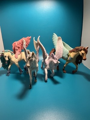 Set Of 4 Pegasus Figurines, 3 Schleich Bayala, 1 Greenbrier International