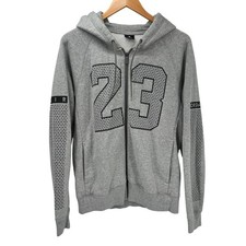 Nike Air Jordan Hoodie Mens Medium Gray Full Zip Logo Sleeve 853849-063