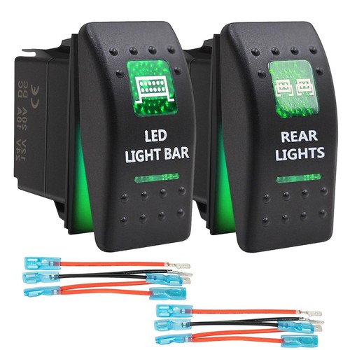 Interruttori a bilanciere LED verde 5 pin compatibili con Polaris RZR - Foto 1 di 7