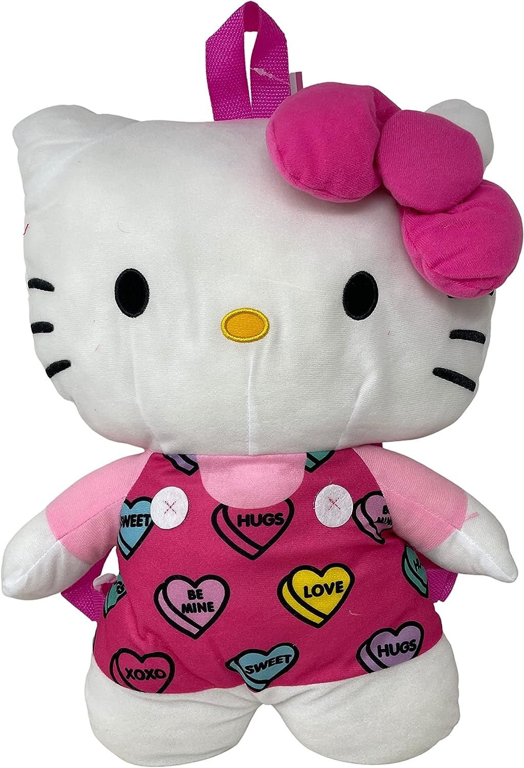 Hello Kitty 18 Inch Pink Hearts Plush Backpack for Kids