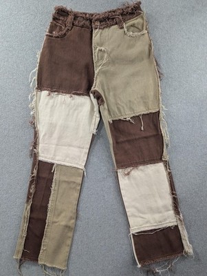 Jaded London Boyfriend Jeans Womens 27 Multicolor High Rise Patchwork Fringe