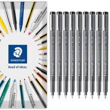 Staedtler Black 308 Pigment Fineliner Drawing Pens 0.05mm to 0.8mm