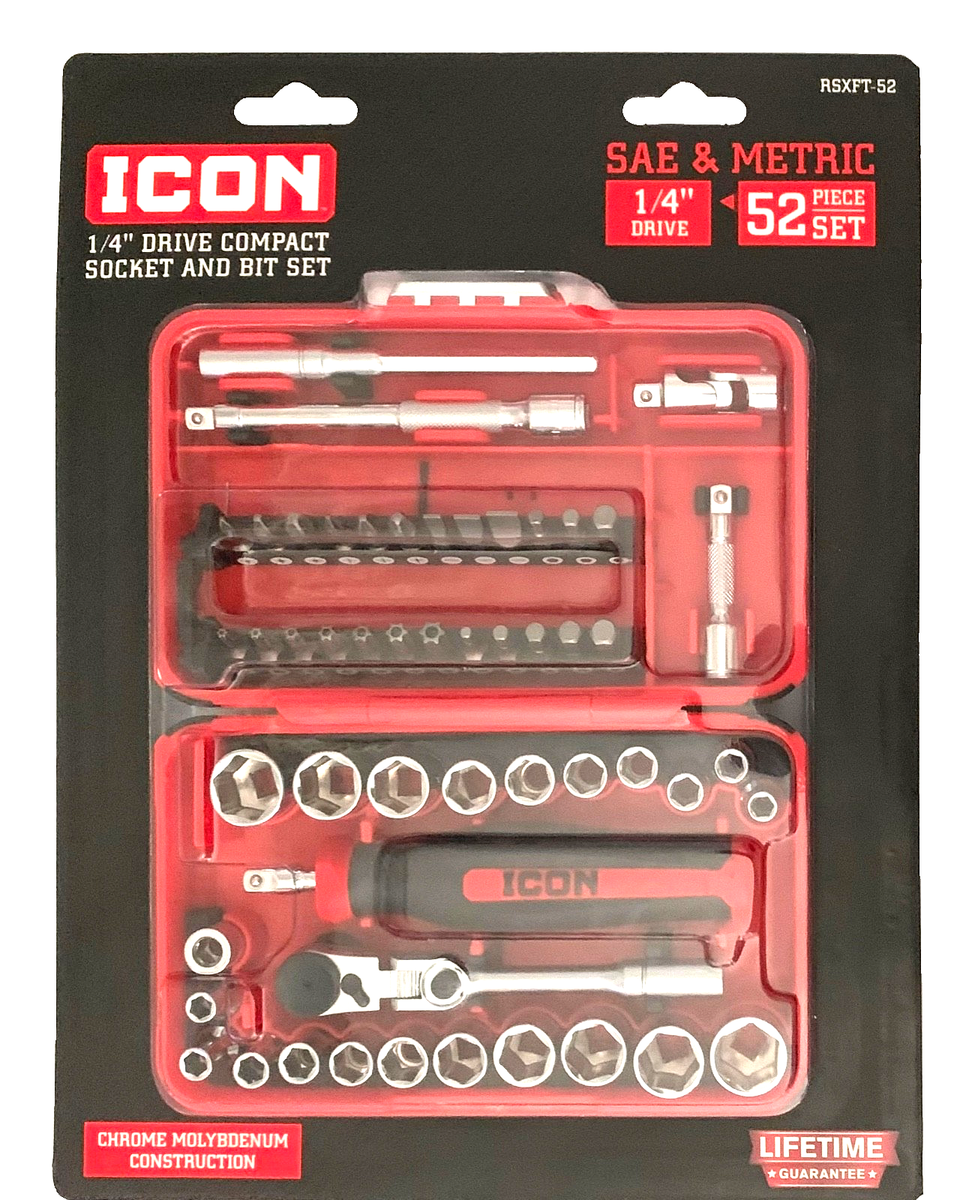 ICON (RSXFT-52) 1/4 in. Drive Compact Socket & Bit Set 52