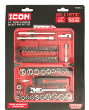 ICON (RSXFT-52) 1/4 in. Drive Compact Socket & Bit Set 52-PCS Ship