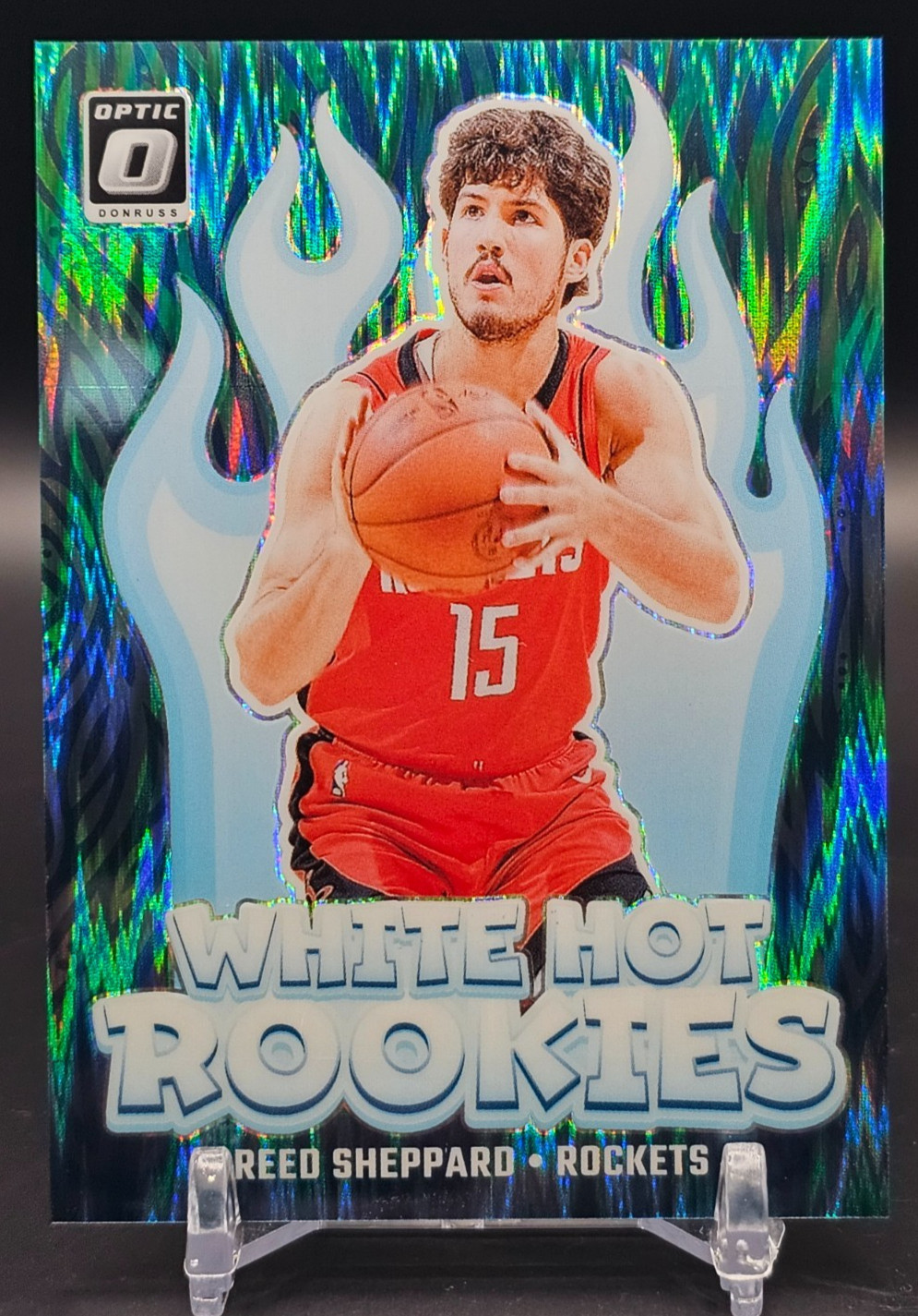 2024 Panini Optic-Reed Sheppard #12 "White Hot Rookies" Green Shock /149-Rockets