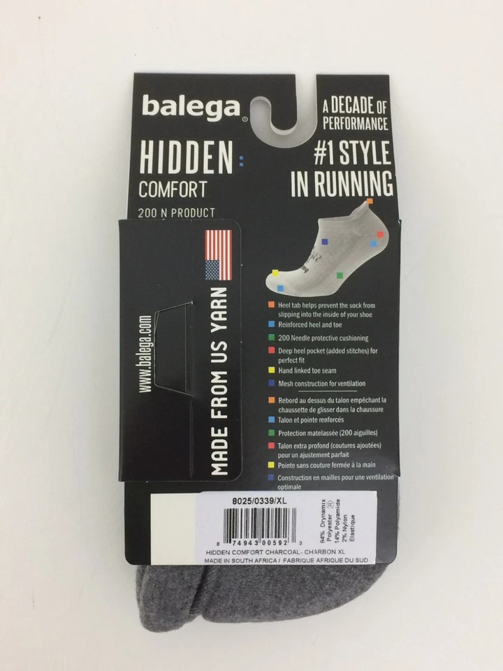 Balega Unisex No Show Running Socks 3 Pack Size XL Grey Hidden Comfort New F1 - Image 3 of 4
