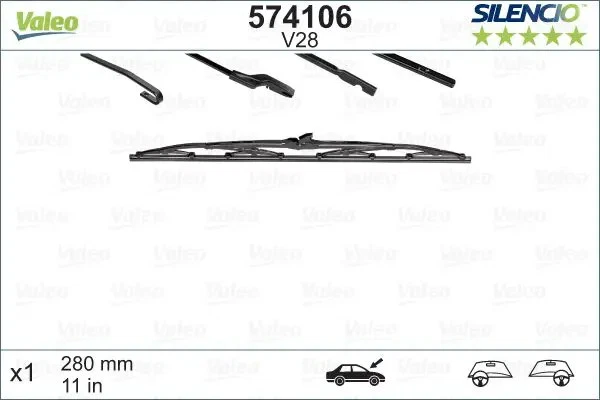 Valeo Balai D'essuie-glace Unitaire V28 Silencio Standard 574106