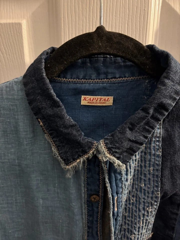 Camisa de retazos de lino Kapital para hombre talla L hecha en Japón Foto 2 de 4