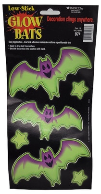 Impact 2001 Low-Stick Glow Bats Halloween Decoration Clings