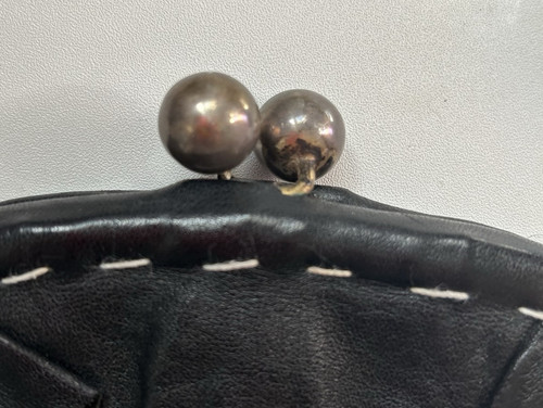 VTG 90s Slim Black Leather Pouch Purse Designer JAMIN PUECH Casual Evening Bag - Picture 7 of 8