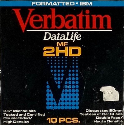 Verbatim Datalife MF 2HD IBM Formatted 3.5'' Floppy Disks [Box of 10, Unsealed]