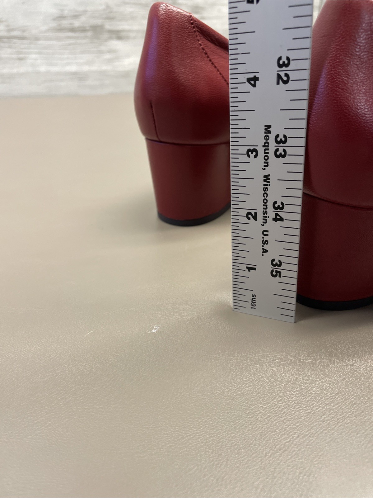 Massimo Dutti Womens Heels Size 42 Red Leather Block Heel Pointed Toe thumbnail 10