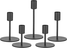 Black Metal Taper Candlestick Holders β Set of 5