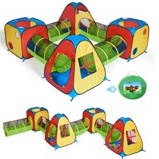 UTEX 8 in 1 Pop Up Children Play Tent House with 4 Tunnel, 4 Tents for Boys,