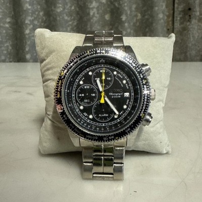 2013 Seiko Flightmaster SND255 Black Dial Chronograph Wristwatch (7T62-0EB0)