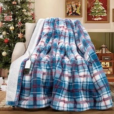 50"x60" Faux Fur Heated Electric Blanket Fast Heating Warming Throw Blankets