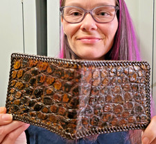 Alligator Brown Bifold Wallet New Handmade ga...