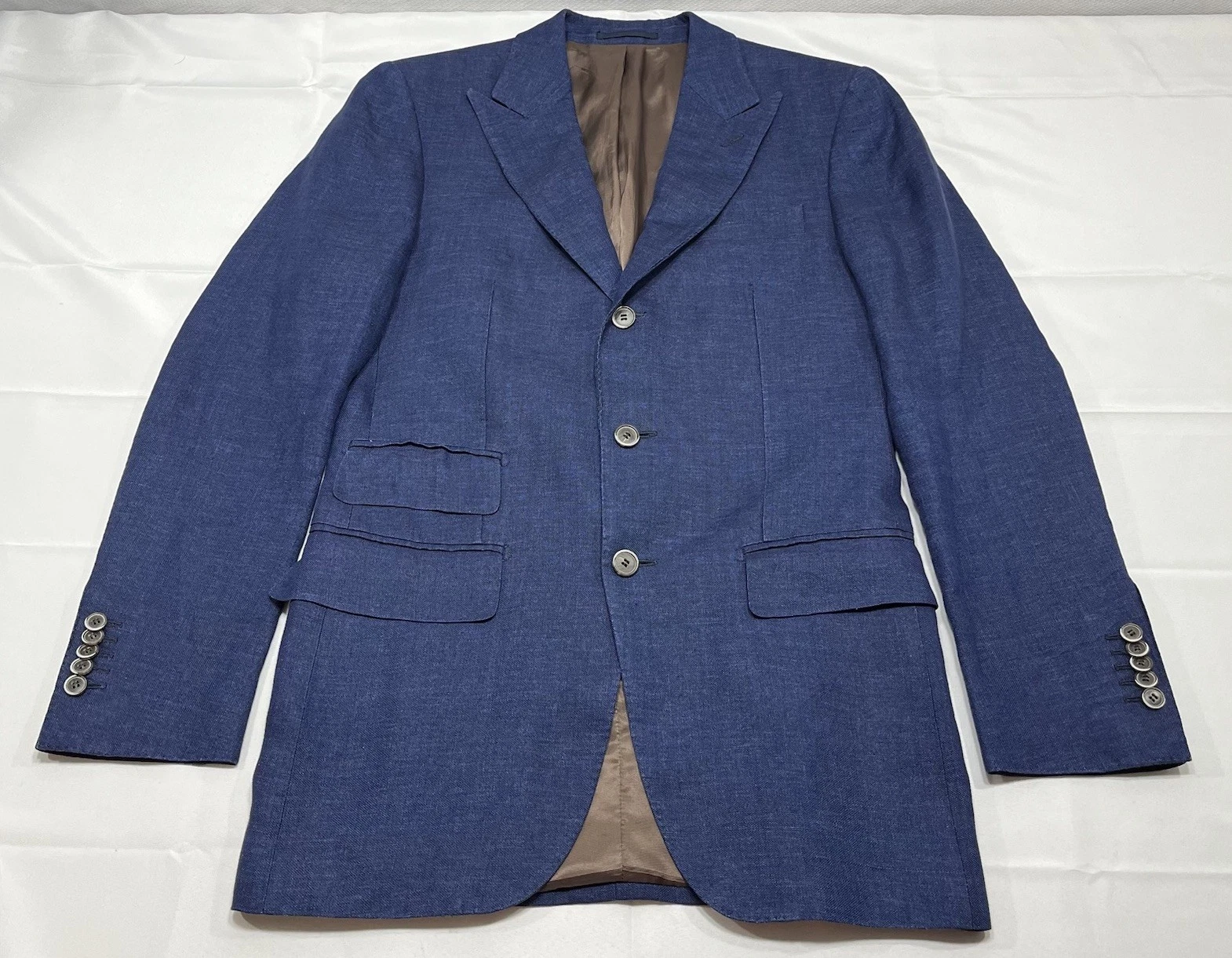 Suitsupply Mens 38 US /48 EUR Blue Angelico 100% Linen Suit Blazer Beach Wedding