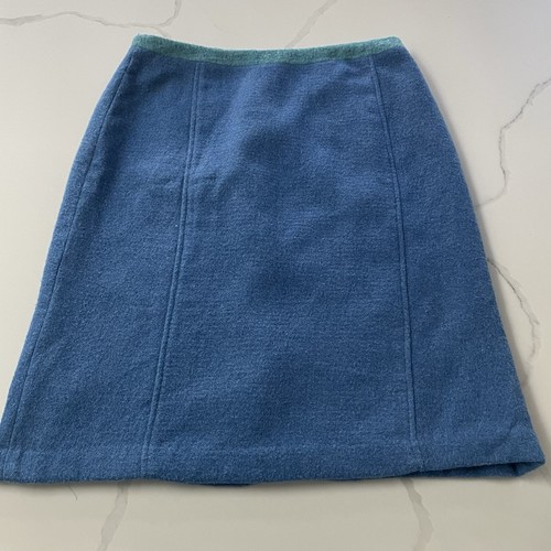 Anna Sui, Vintage Anna Sui Blue Wool Pencil Skirt, Size 12