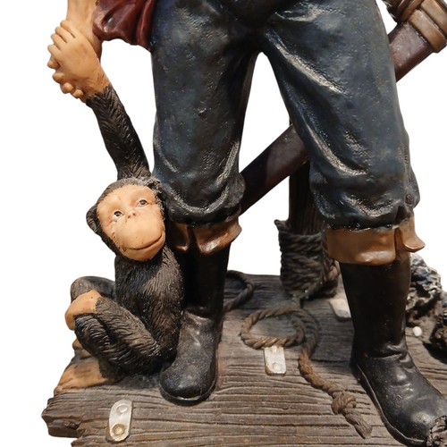 Nautical Pirate Figurine & Monkey Sword Statue Pirate Flag 10.25"Tx6"Wx4.5"D - Picture 7 of 11