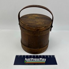 Antiguo cubo de azúcar de abeto de madera 4 bandas marcadas 18XX 10" H 9,5" D leer estado.
