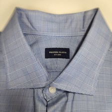 Proper Cloth Custom Dress Shirt 4XL 5XL Big & Tall Body 18 Neck Blue Glen Plaid