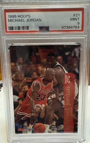 1995-96 NBA Hoops Michael Jordan Basketball Trading Card #21 PSA 9 Mint