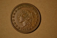 1837 Hard Times Token- Liberty/ Not One Cent- Chocolate Brown AU.  Nice!