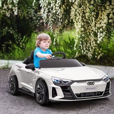 12V Kids Electric Ride On Car, Licensed Audi with Remote, White